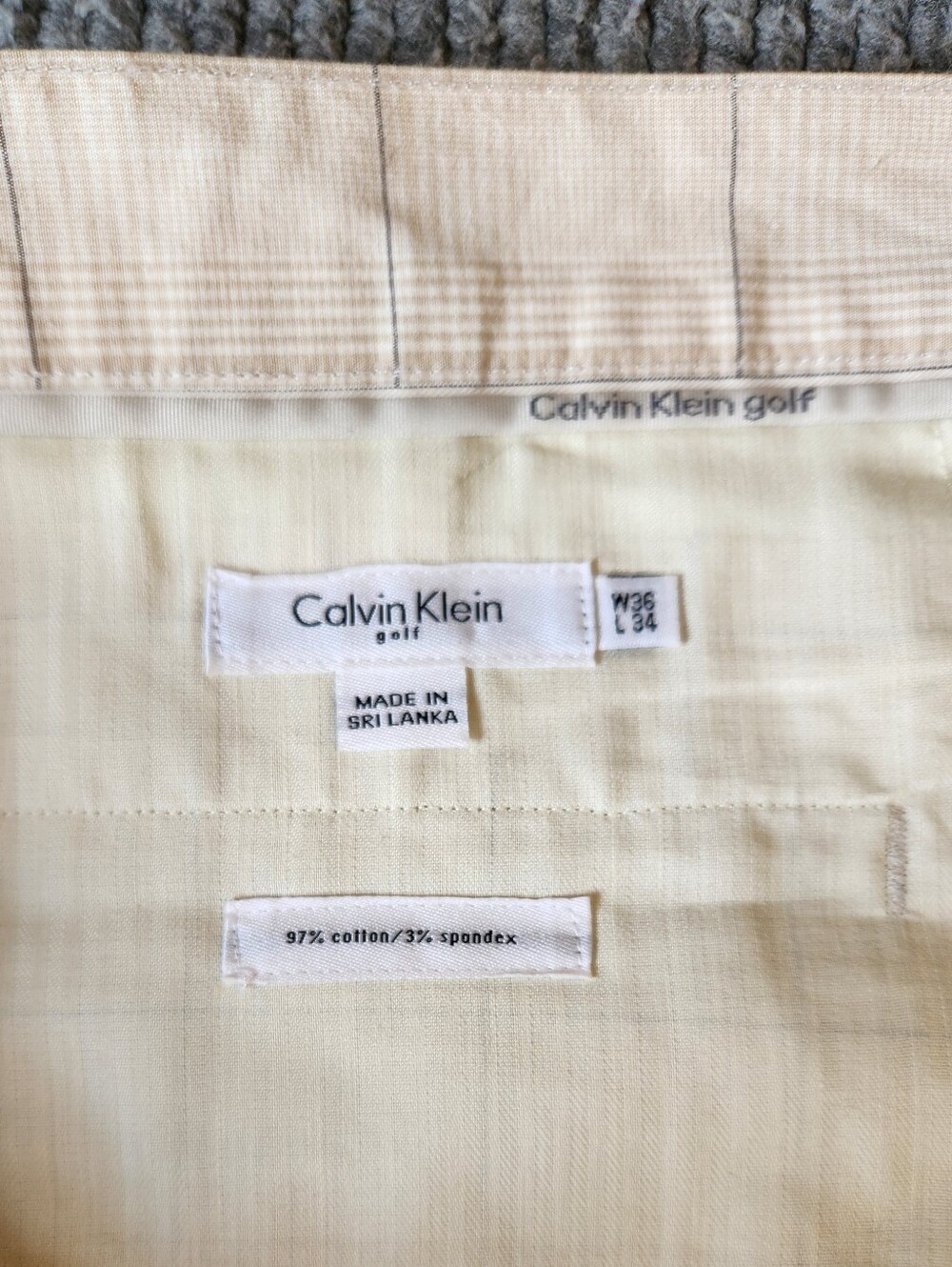 NWOT Calvin Klein Golf Light Beige Plaid Cropped Pants - Picture 4 of 11